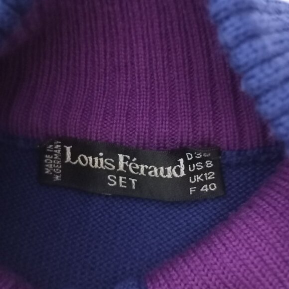 Vintage Louis Feraud Sweater 100% Wool Sequin Design Button Neck Womens Size L - Picture 2 of 11